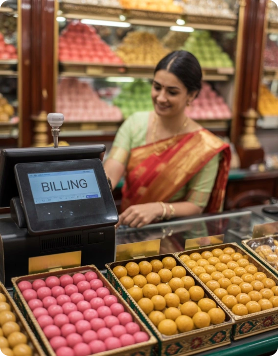 Fast billing for sweets, snacks & more.